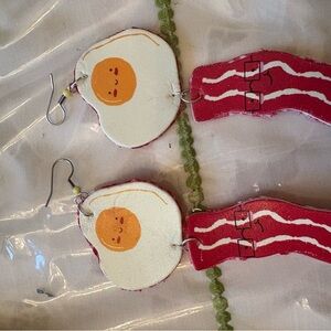 Fried Egg and Bacon Earrings